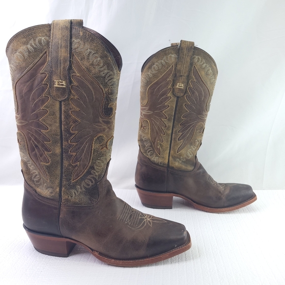 Tony Lama Black Label 6064 Size 7.5 Cowboy Boots Leather Pullon Western Snip Toe